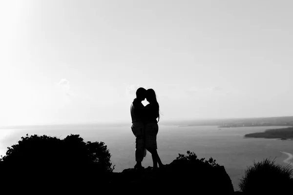 Silhouette happiness and romantic scene of love couples partners