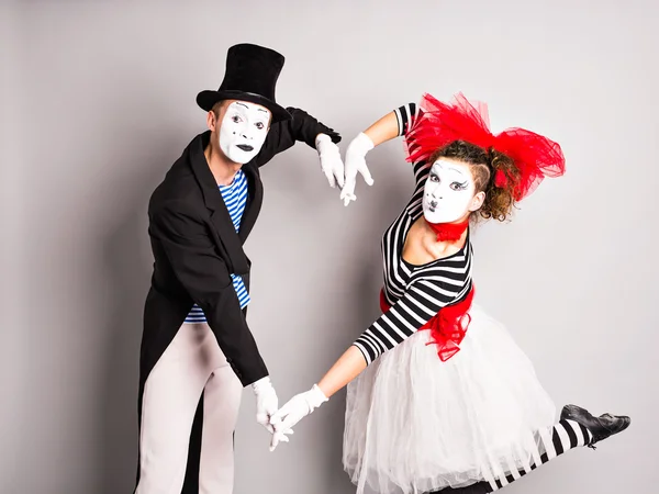 Two mime, The concept of Valentines Day, April Fools Day