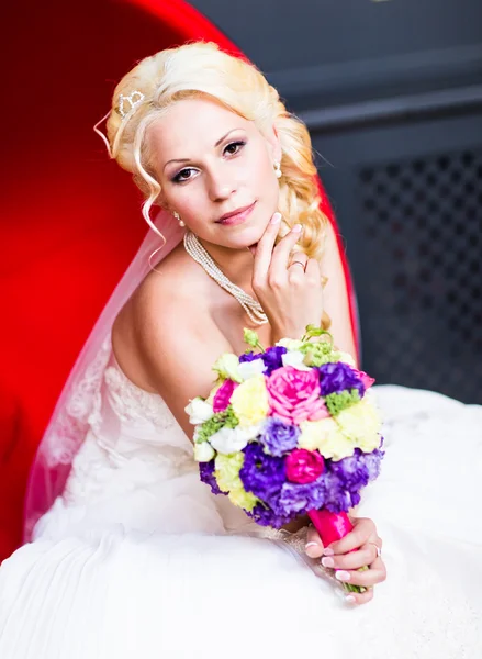 Portrait of beautiful young woman. Make up and hair style. Wedding bride make up.