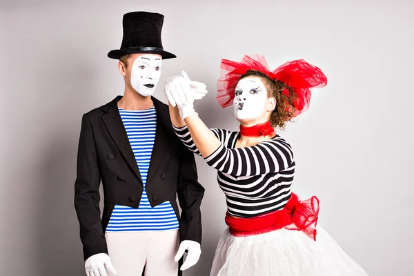 Two mimes man and  woman. April Fools Day concept