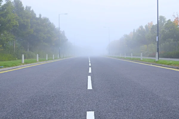 Straight road during the fog