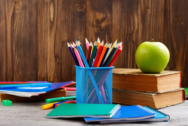 Colour pencils and school supplies