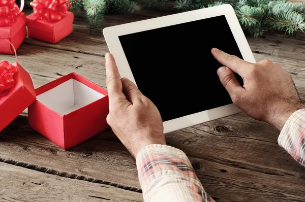 Tablet computer in men hands