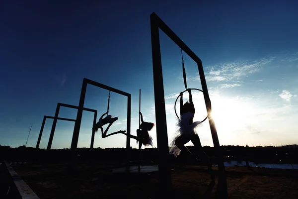 Beautiful dancers silhouettes