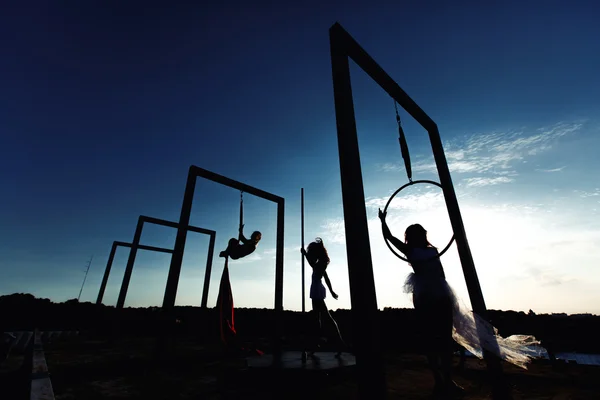 Beautiful dancers silhouettes