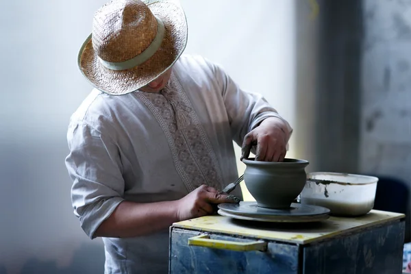 Pottery Craft Ceramic Clay In Potter Human Hand. Toned Instant P