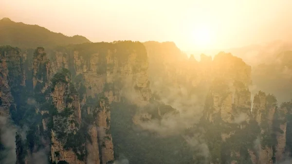 Mountains in china at sunset