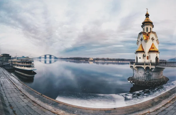 Saint Nicholas church on the water in Kiev, Ukraine