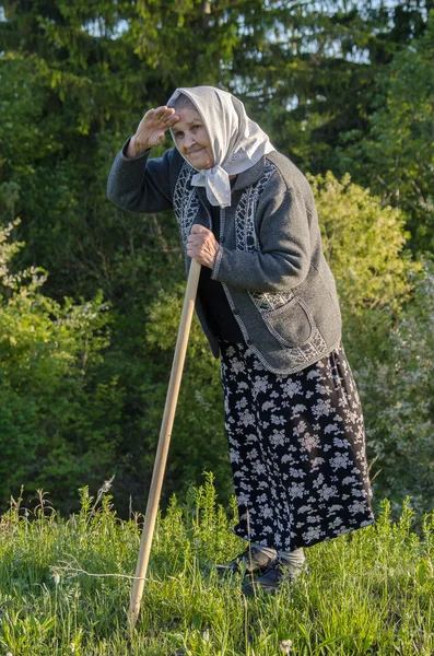 Grandmother the pensioner on walk