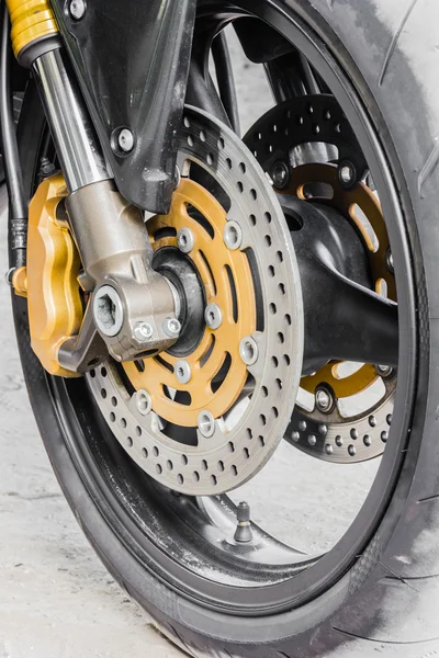 Motorcycle wheel details with brake and wheel spoke