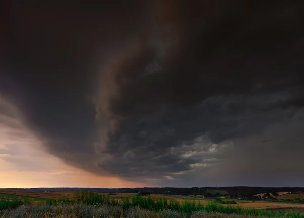 Clouds over wheat field.