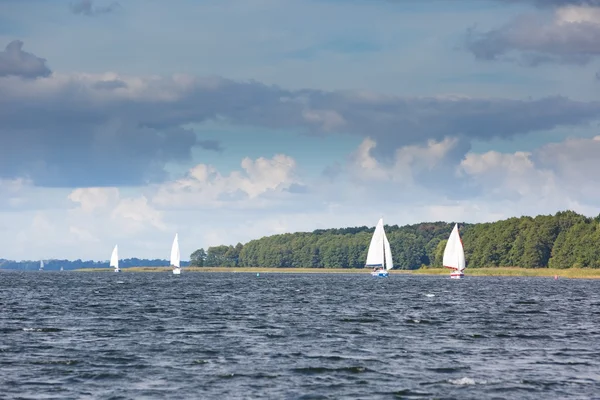 Lake landscape with yachts