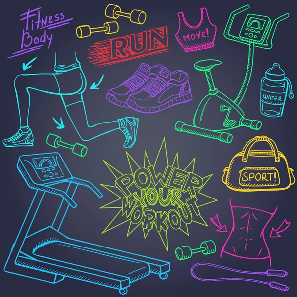 Fitness doodles set