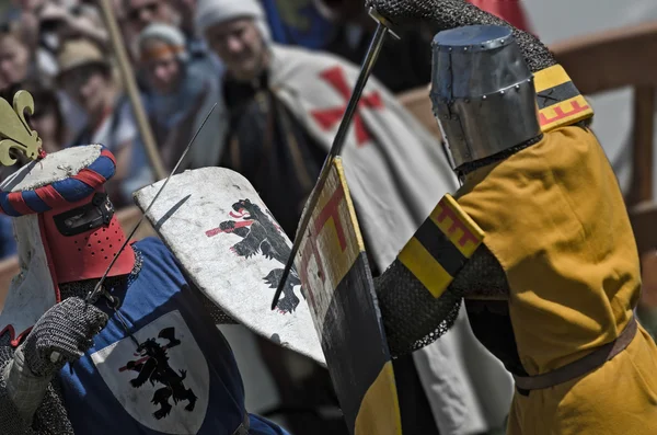 Knight fight on festival of medieval culture