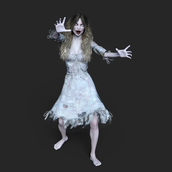 3D CG rendering of a female zombie.