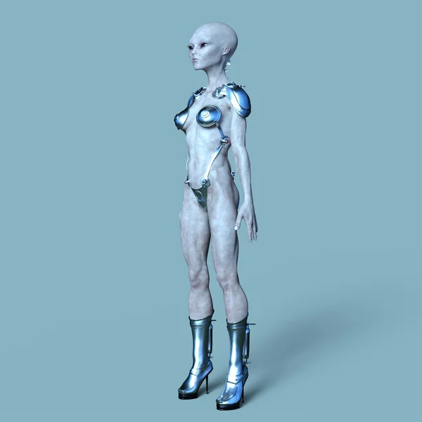 3D CG rendering of a female alien