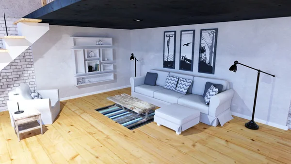 3D CG rendering of living room