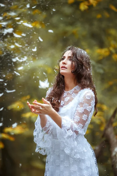 Beautiful girl in a mystical forest