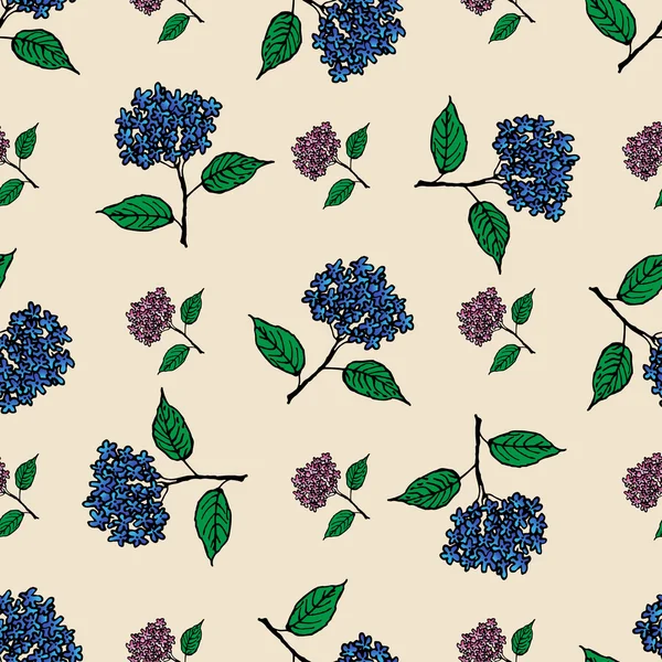 Seamless vintage pattern with flowers hydrangea