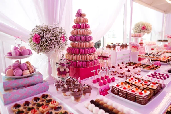 Delicious sweets on candy buffet