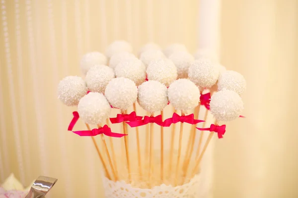 Delicious chocolate cakepops on candy buffet