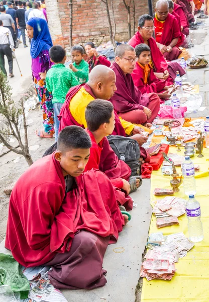 Monks begging on Buddha\'s Birthday