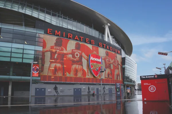 LONDON, ENGLAND - FEBRUARY 14: Emirates stadium as seen from the outside on February 14, 2014 in London, England. The Emirates stadium is home of Arsenal Football Club.