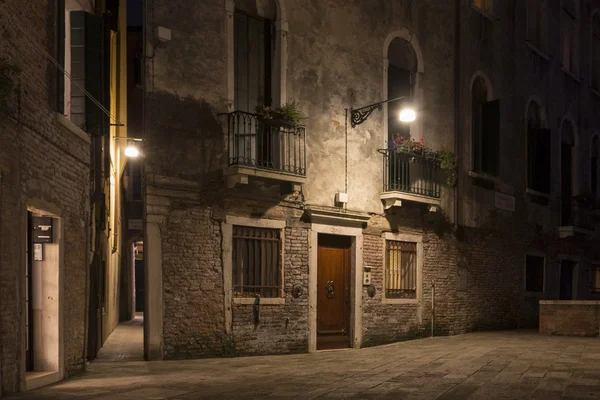 House in Venice with lantern at night