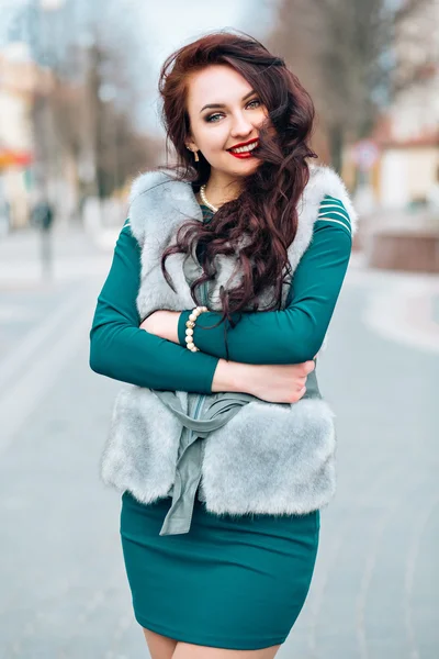 Beauty Fashion Model Girl in Mink Fur Coat. Beautiful Woman in Luxury Gray Fur Jacket . Winter Fashion.