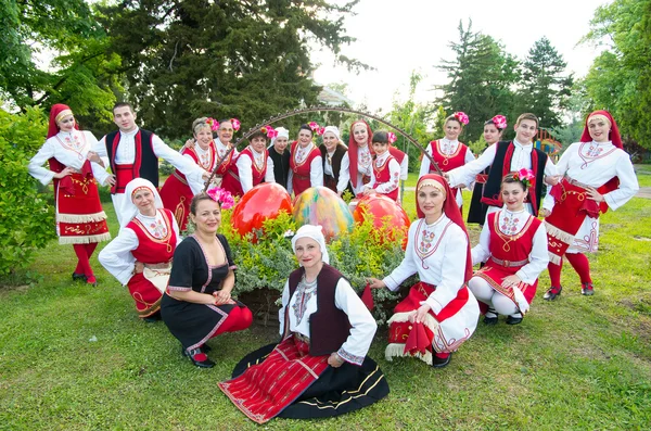 People with traditional costumes of the region celebrate Easter.