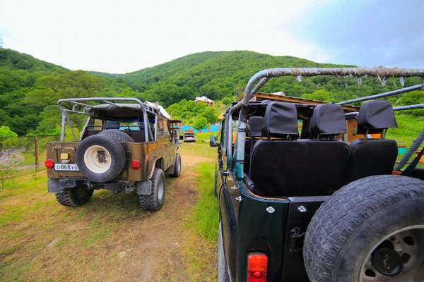 Russian jeeps ready for trip adventure mountains