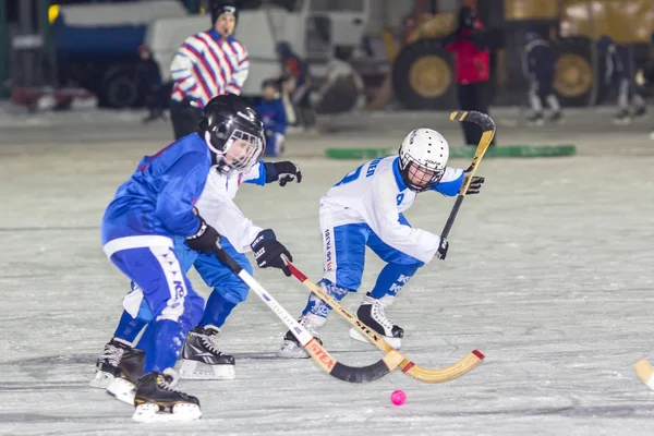 RUSSIA, ARKHANGELSK - DECEMBER 14, 2014: 1-st stage childrens hockey League bandy, Russia