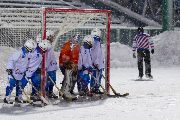 RUSSIA, KOROLEV - JANUARY 15, 2015: 3-d stage childrens hockey League bandy, Russia.