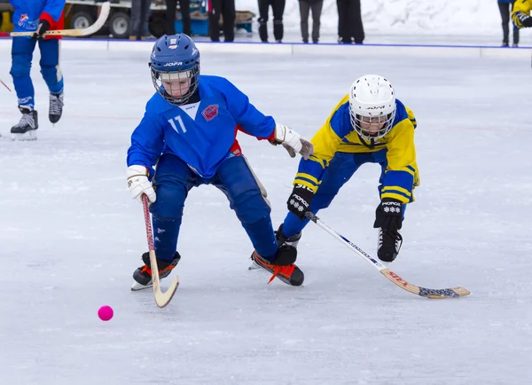 RUSSIA, KRASNOGORSK - MARCH 03, 2015: final stage childrens hockey League bandy, Russia.