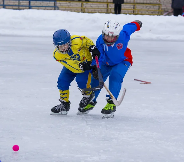 RUSSIA, KRASNOGORSK - MARCH 03, 2015: final stage childrens hockey League bandy, Russia.