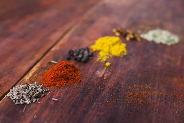 Assorted colorful powder spices