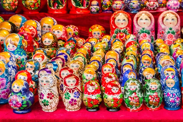 The Russians colorful wooden matryoshka dolls
