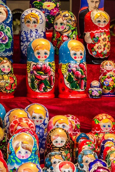 The Russians colorful wooden matryoshka dolls