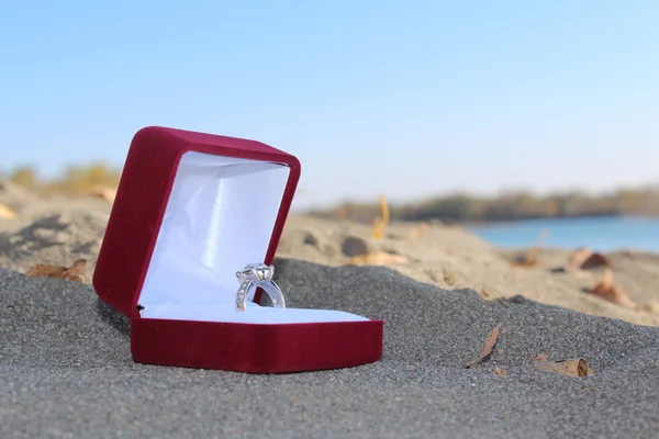 Engagement ring in a velvet box