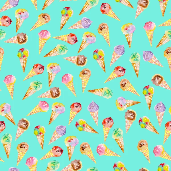 Ice cream pattern on a turquoise background