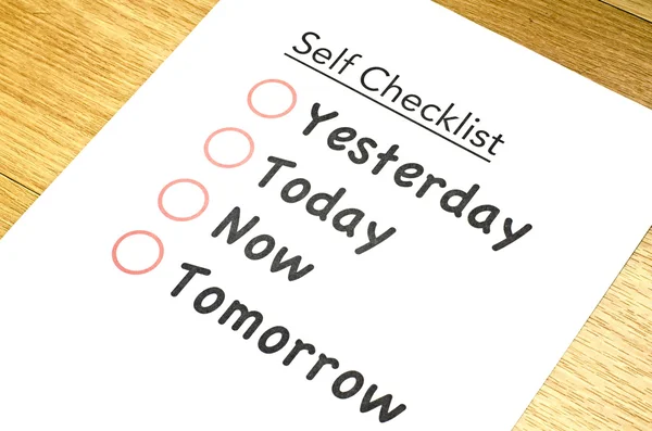 Vertical view self checklist printed on paper