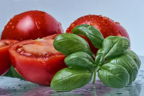 Tomatoes with fresh basil