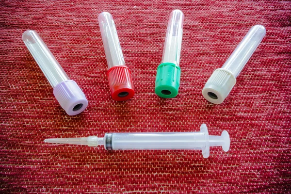 Syringe , needle and blood tube