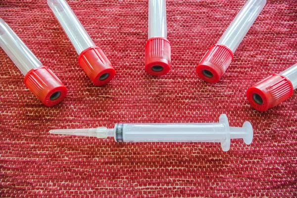 Syringe , needle and blood tube