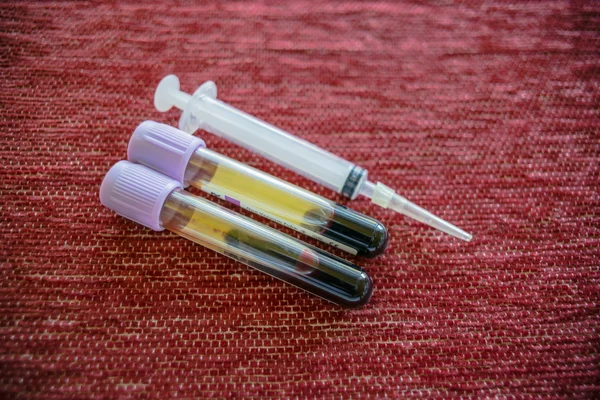 Syringe , needle and blood tube