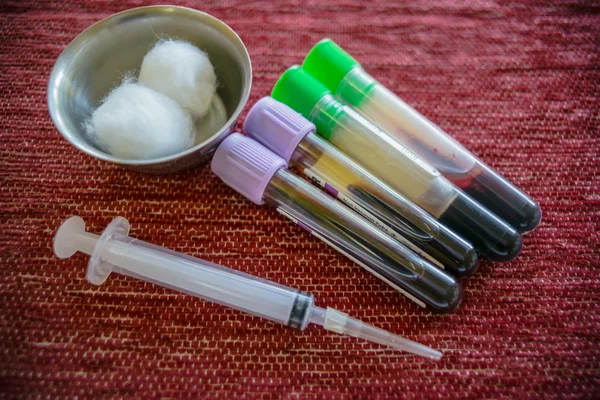 Syringe , needle and blood tube