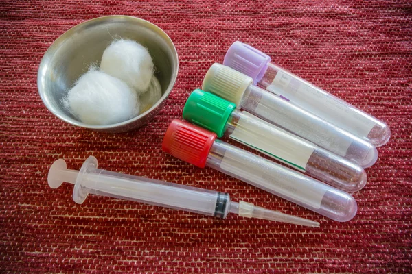 Syringe , needle and blood tube