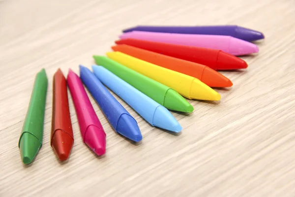 Colored wax crayons