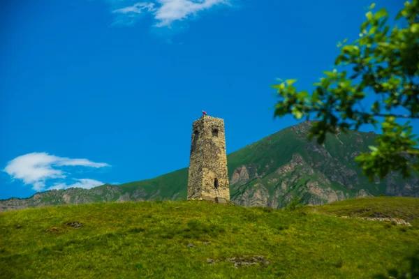 Stone tombs on the hill. The Caucasus.Russia.