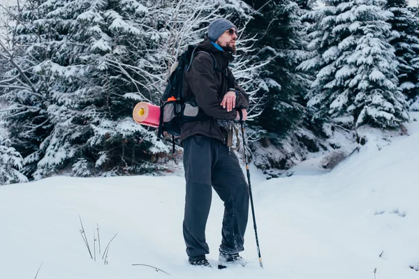 Man hiking in mountains